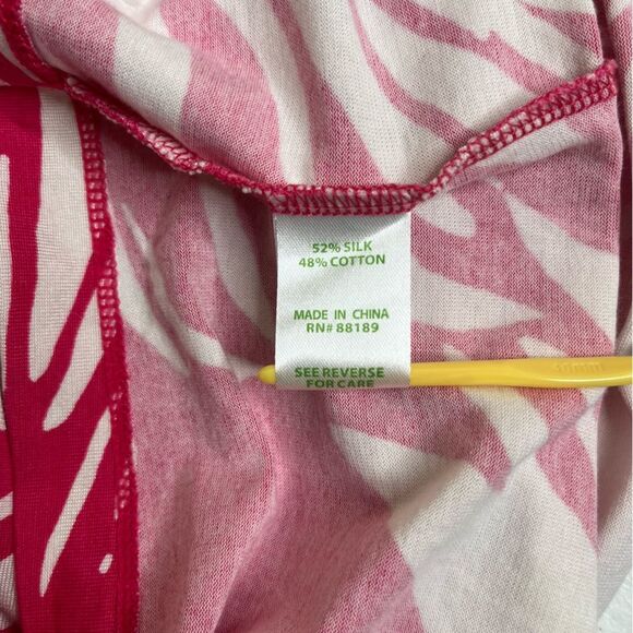 Lilly Pulitzer Bellanna Azalea Pink Frilly Ferns Dress Silk Women Large FLAWED - Picture 12 of 16